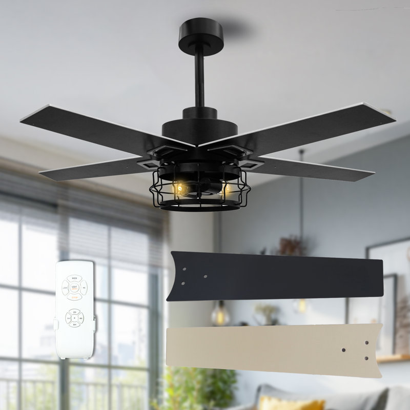 52 Inch Ceiling Fans With Lights And Remote, Reversible, Noiseless, 3 Wind Speeds, Ceiling Fan For Bedroom Living Room, Indoor/outdoor Use