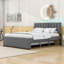 Lit plateforme tapissier en bois avec lit gigogne et tête de lit-1031538343-1031538344