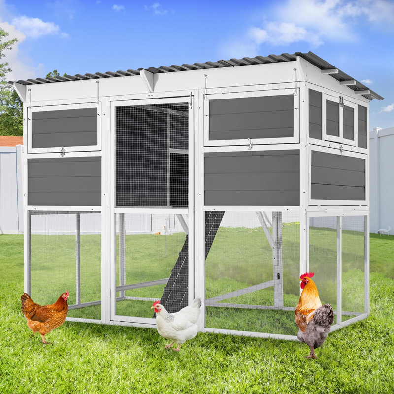 Très grand poulailler de 83 po avec enclos, poulailler en bois avec 6 nichoirs et perchoir pour 6 à 10 poulets