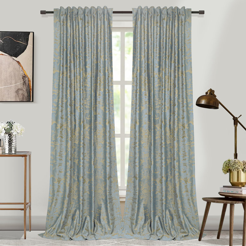 Kanab Velvet Room Darkening Curtain Panel Pair, Light Gray, 52" W x 96" L