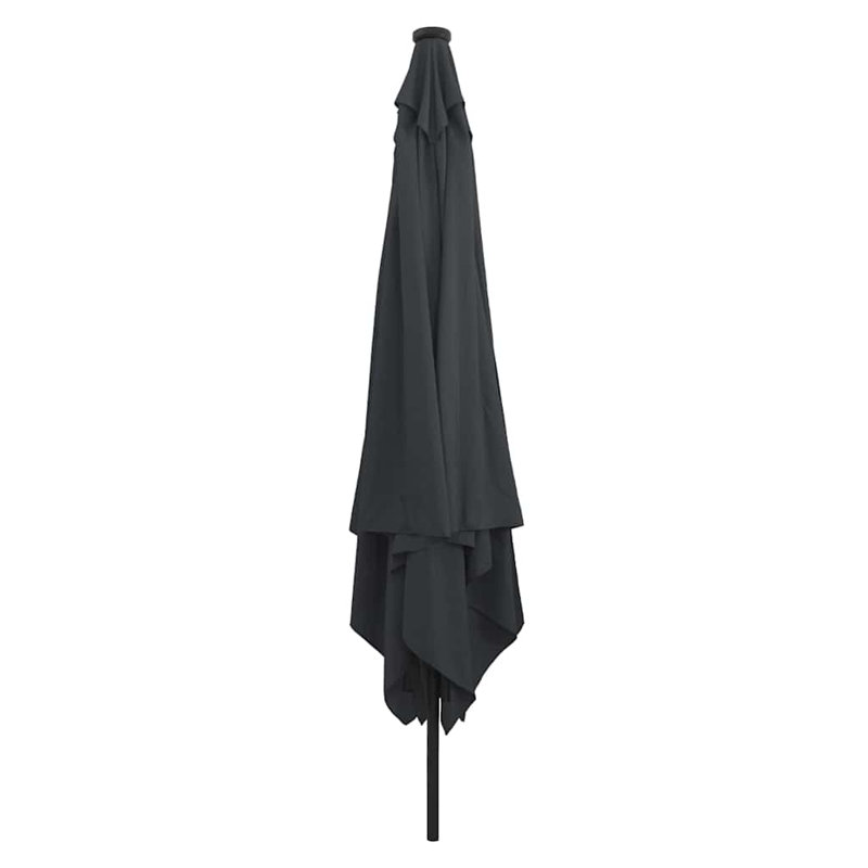 Garden Parasol with LED Strip Lights Polyester and Steel Sun Shade, Anthracite