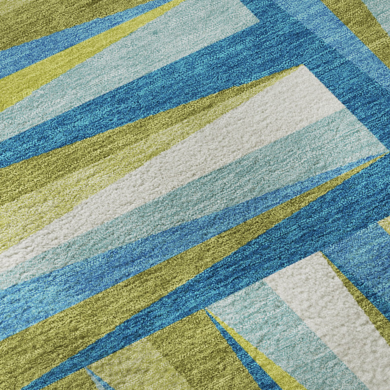 Premium Machine Washable Collett AMF1012 Squares Rug, Rectangle 5' x 7'6"