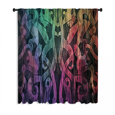 Rideaux de fenêtre à motif coloré, voilages abstraits et voilages - 1 panneau