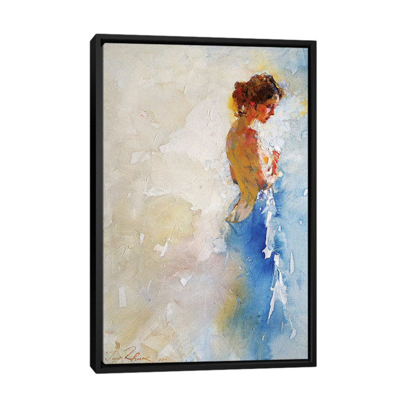 Dans la salle de bain - reproduction sur toile tendue, H 26 po x l 18 po x 1,5 po, Toile avec cadre noir