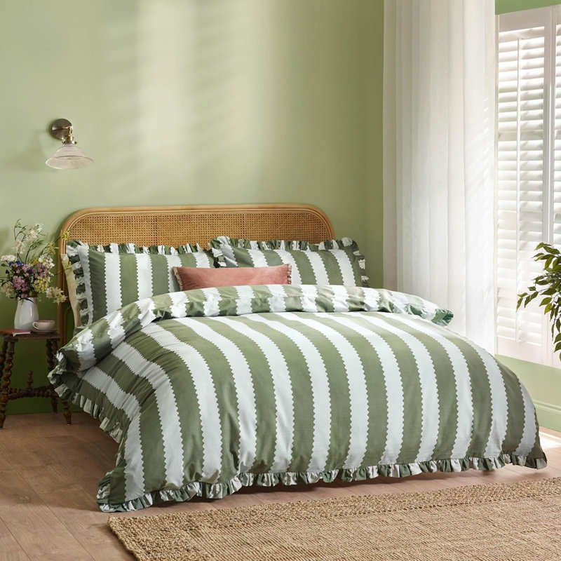 Cotton Blend Striped Duvet Cover Set