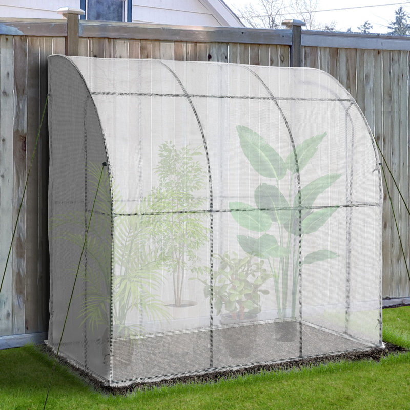 Outsunny Compact 7'x4' Lean-To Greenhouse with PE Cover and Roll-Up Door