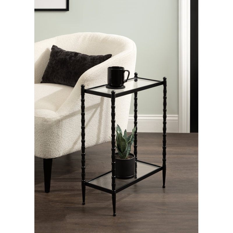 Table d'appoint prisha rectangulaire en verre prisha, Noir