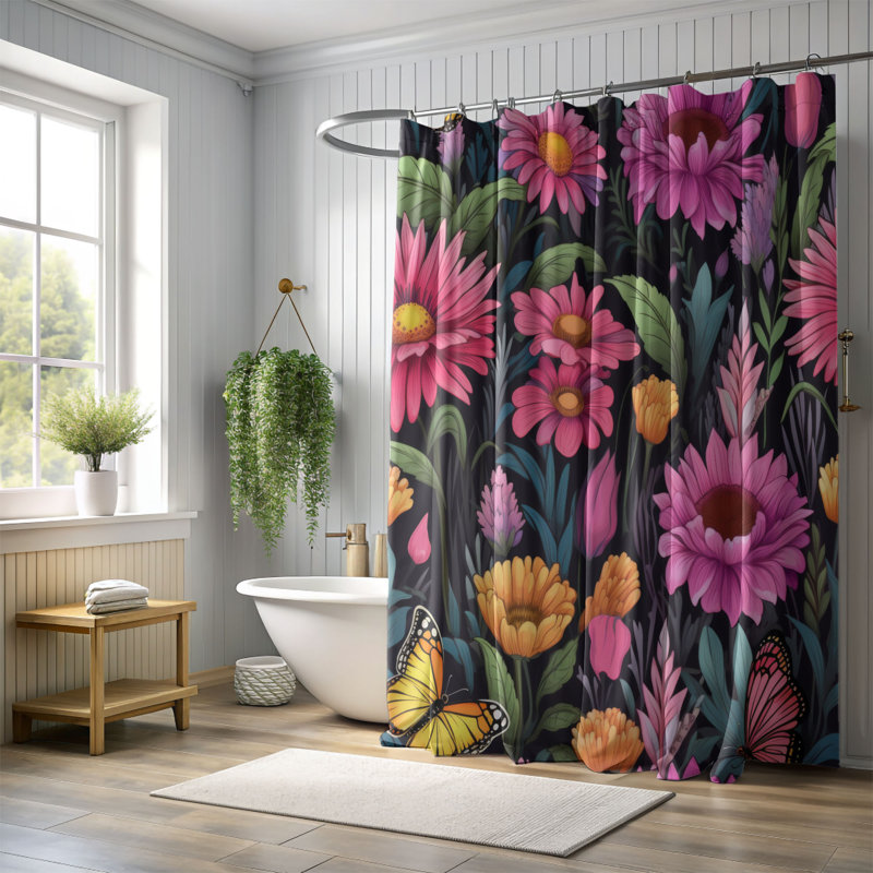 Floral Retreat - Rideau de douche Premium, H 74 po x l 71 po