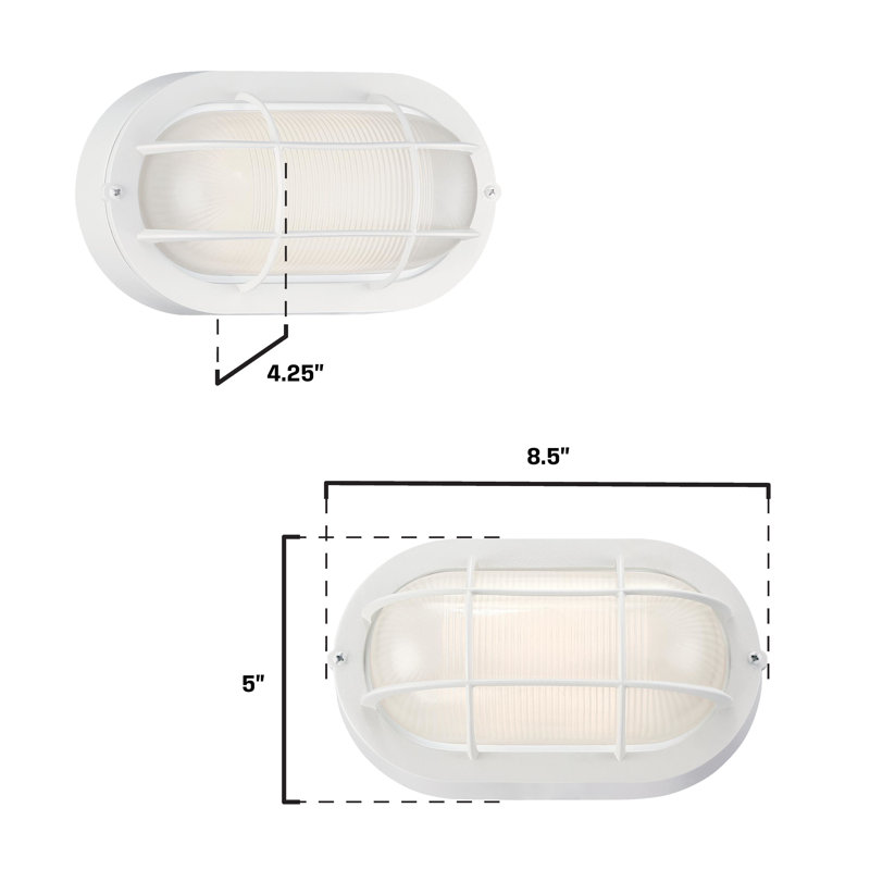 Traditional One-Light, 6-Watt LED Outdoor Exterior Wall Fixture, With Color Temperature Selectable, Textured White Finish, White Glass Lens Shade