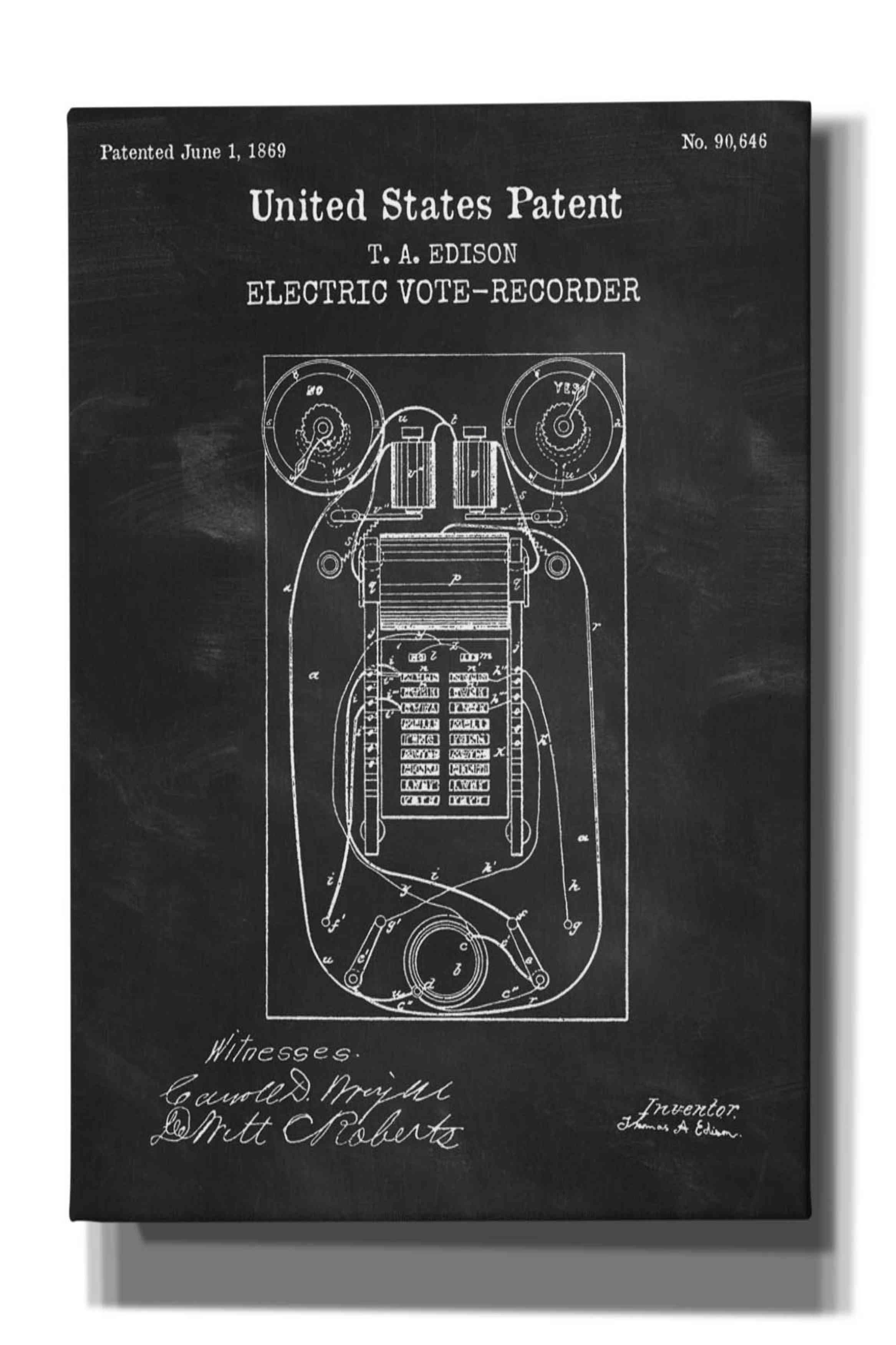 17 Stories " Electric Voterecorder Blueprint Patent Chalkboard " Wayfair