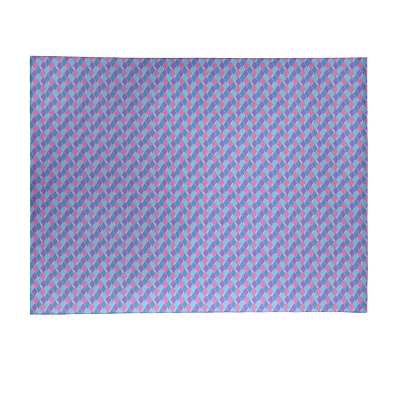 Tapis bleu/rose rétro diamants, Rectangle 2 pi x 3 pi