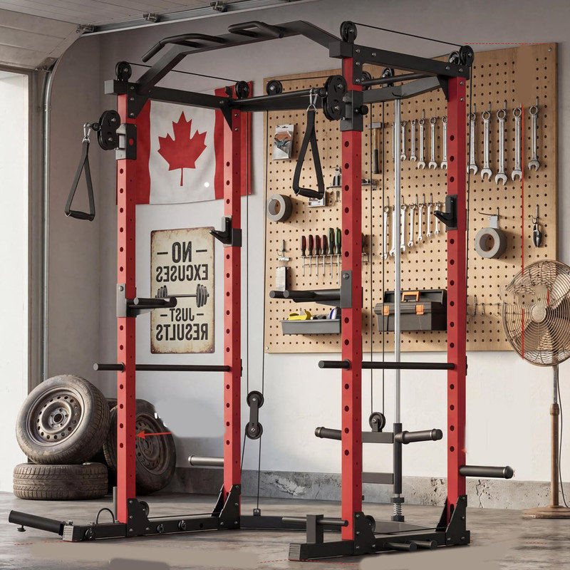 Support à squats multifonctionnel avec câble croisé, capacité de 2000 lb - Cage électrique pour gymnase à domicile