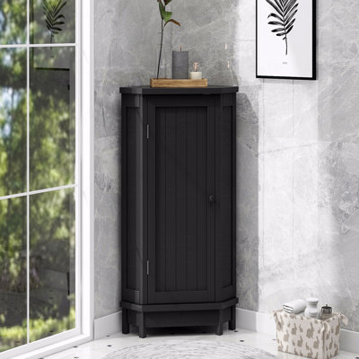 Bathroom Cabinet Triangle Corner Storage Cabinet With Adjustable Shelves Modern Style MDF Board
