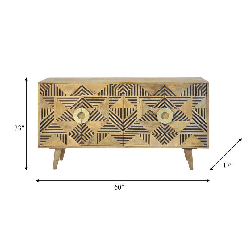 Buffet 60 "à chevrons 60" brun et noir avec 4 portes ZigZag