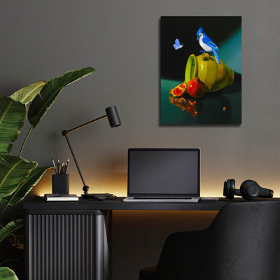 «The Jay In Provencal Pot» par Valery Vecu Quitard, art mural en verre acrylique