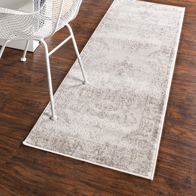 Tapis oriental ivoire / gris Ariella, Tapis de couloir 2 pi 7 po x 12 pi