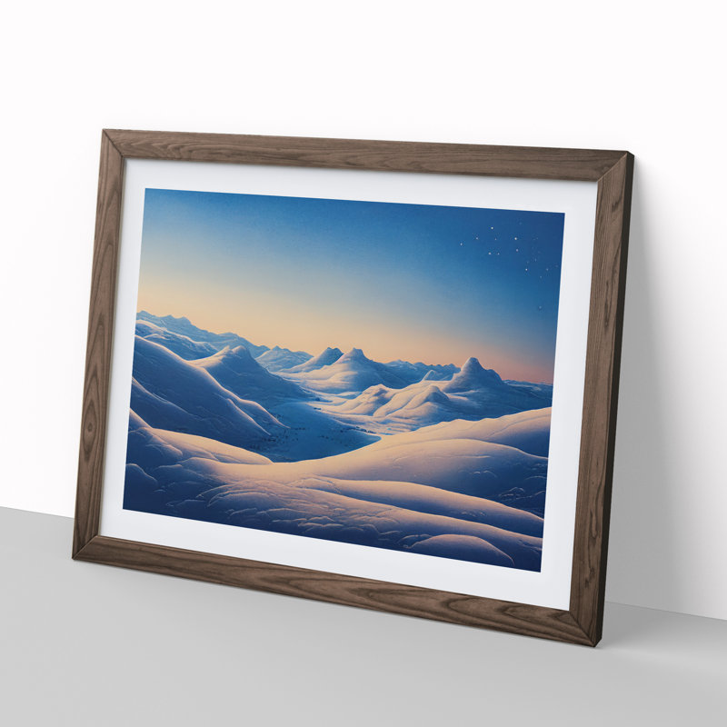 Winter Sunrise Mountains Vol.1 - Framed Print, 25cm H x 34cm W x 2cm D, Walnut Framed