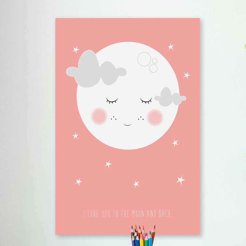 «Moon Face Pink» par Karen Zukowski, reproduction sur toile tendue, H 18 po x l 12 po x P 1,5 po