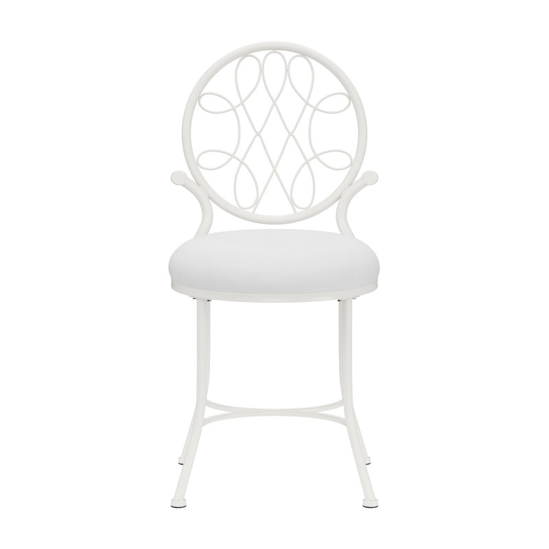 Felan Metal Accent Stool, Shiny White, White
