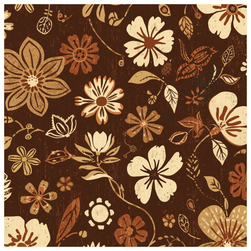 Vintage Floral Pattern Bath Mat, 34in W x 21in L