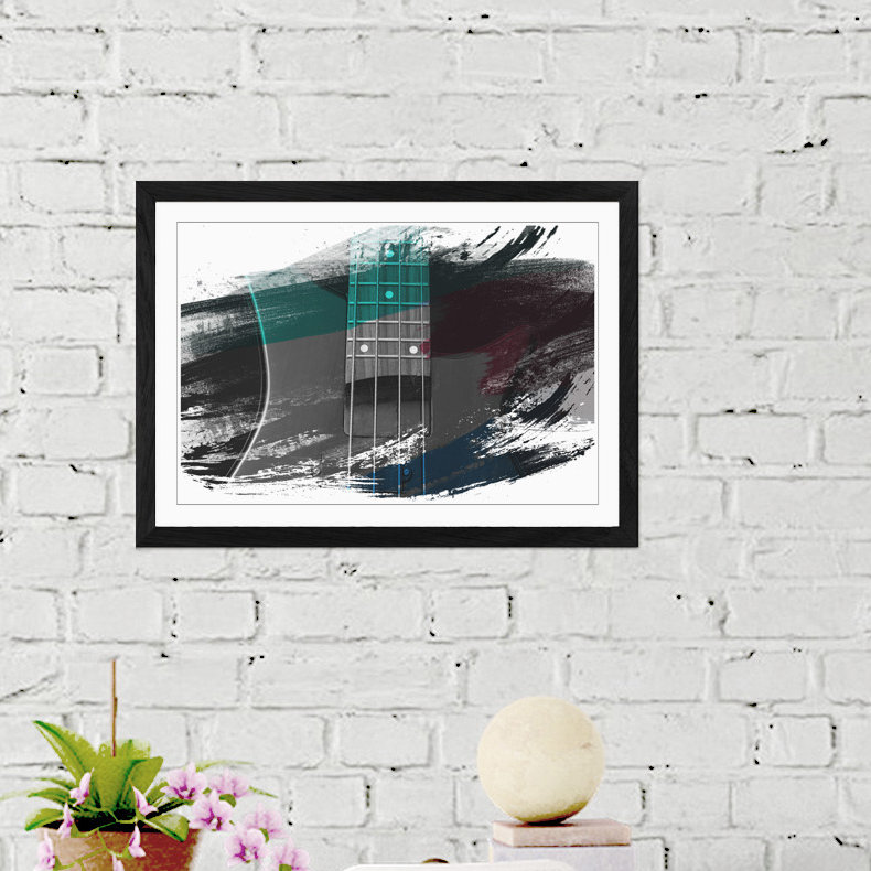 Black Bass Guitar Framed Art - Framed Print