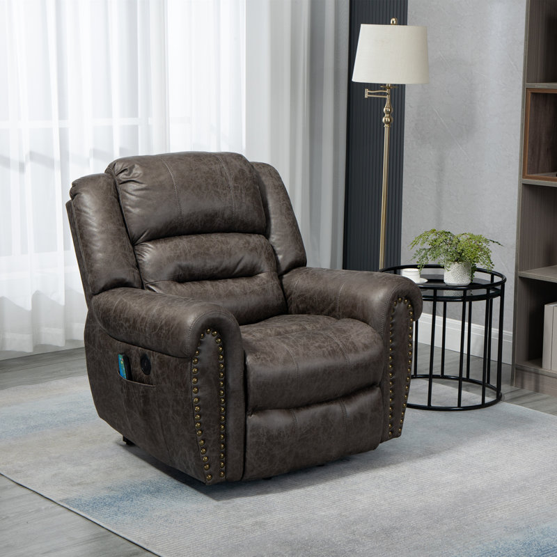 Fauteuil inclinable chauffant USB Power Lift Assist avec masseur, Similicuir gris