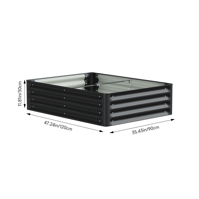 Raised Garden Bed, 30cm H x 120cm W x 90cm D, Black