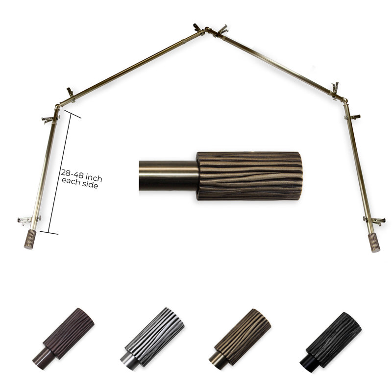 Tringle à rideaux simple réglable en baie vitrée de 0,81 po Hearld, Laiton antique, 28 po à 48 po (chaque côté)