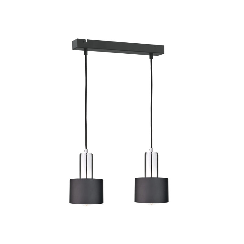 2 - Light Kitchen Island Pendant, Black/Chrome