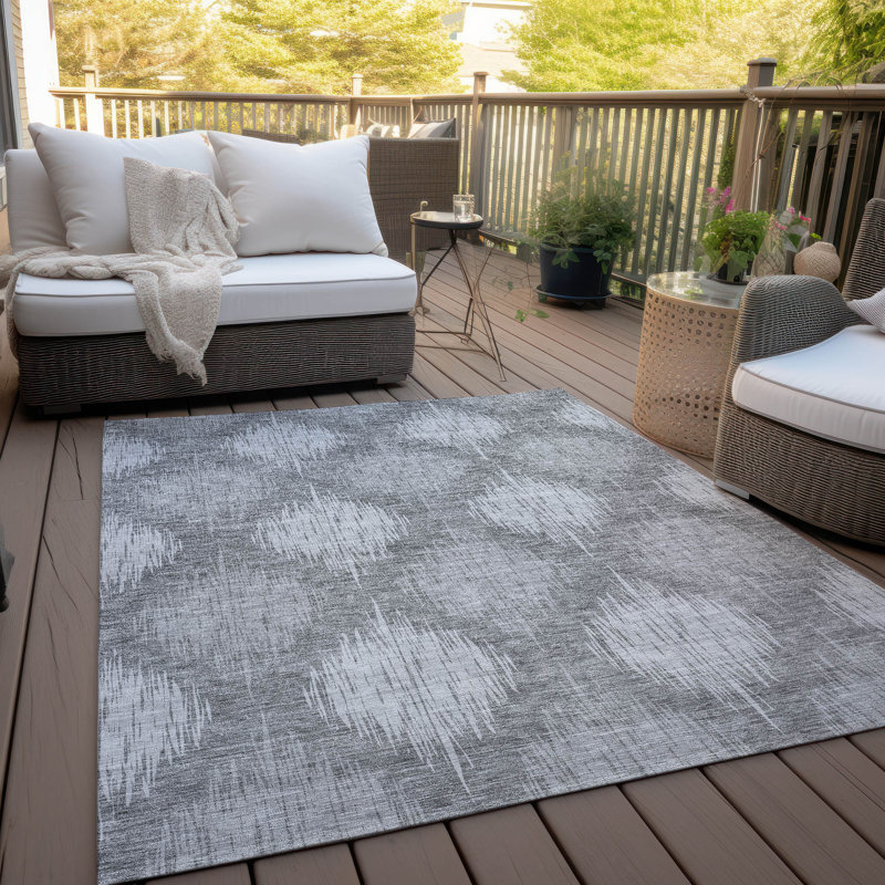 Tapis intérieur / extérieur en polyester tissé à la machine Malchow, Rectangle de 10 pi x 14 pi