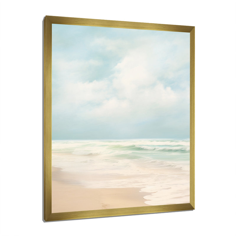 Paysage de plage minimaliste VII, Encadrement doré, H 40 po x l 30 po x P 1,5 po