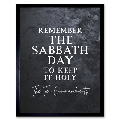 Ten Commandments Remember the Sabbath 1 Piece Single Picture Frame Wall Art