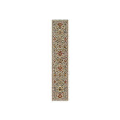 2'6"x11'10" Brown THE SUNSET ROSETTES Hand Knotted Wool & Silk Runner Rug 63484B15DDE7498DAF10AEA593A297AD
