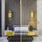 Gold LED Wall Sconce Set of Two with Bubble Crystal Stick Wall Light Modern Bathroom Vanity Light Fixture for Bedroom Bedside Hallway