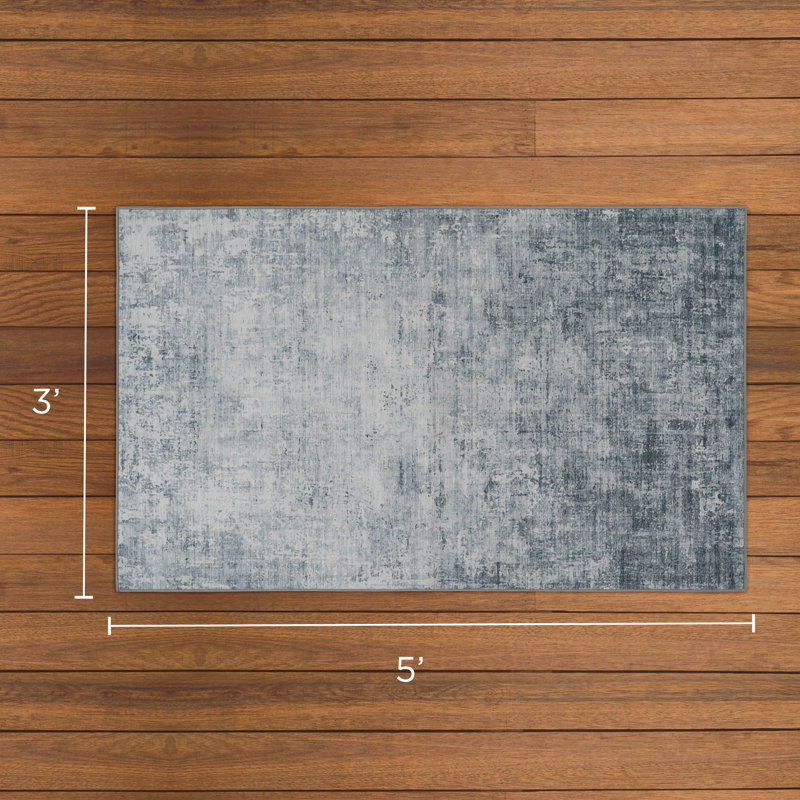 Wyatt & Ash Hazen Abstract Machine Washable Imagine Printed Chenille Rugs 1-Piece, Rectangle 3' x 5'