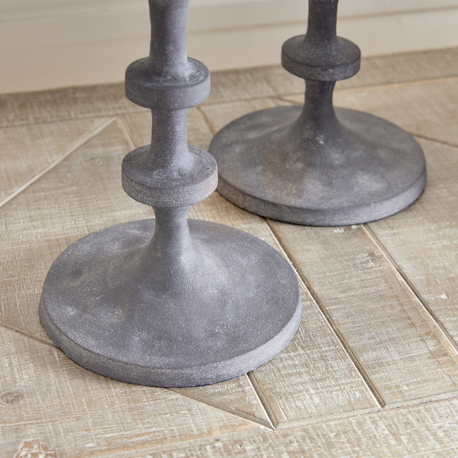 10'' H Aluminum Tabletop Candlestick, Gray