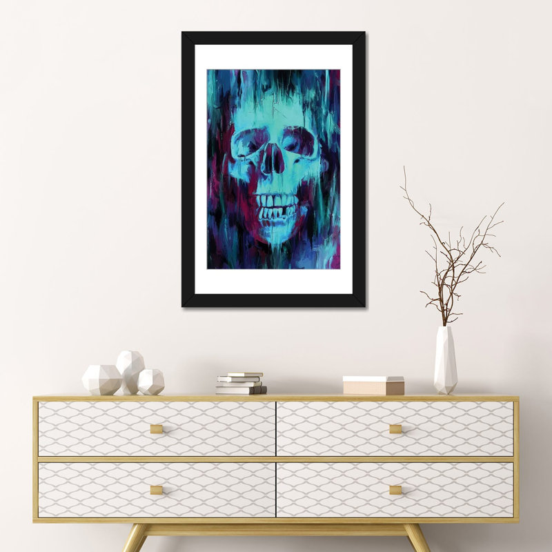 «Skull Paint» par Nicebleed - Giclée sur toile tendue avec châssis, H 24 po x l 16 po x P 1 po, Papier d'art encadré noir