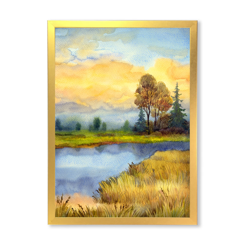 Le réveil de la nature - peinture sur toile, Toile encadrée dorée, H 32 po x l 16 po x P 1,5 po