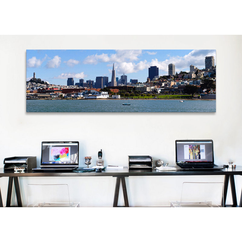 «City at The Waterfront, Coit Tower, Telegraph Hill, San Francisco, California», reproduction de photo sur toile