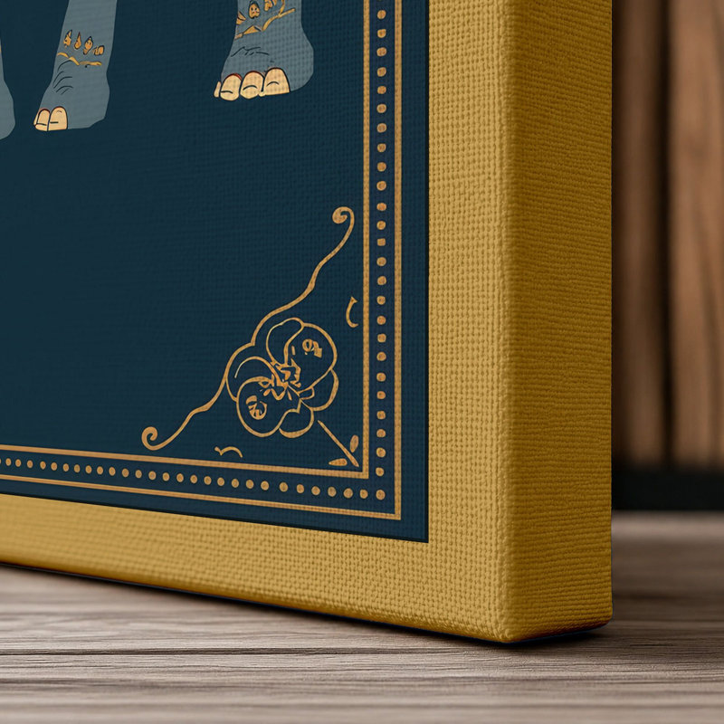Ceremonial Elephant Eclectic - Wrapped Canvas, 36x24 - 91.4 x 61.0 cm, Ochre Border
