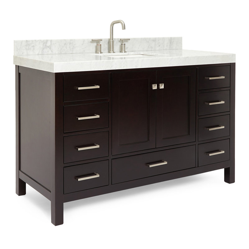 Cambridge Single Bathroom Vanity with Carrara Marble Top, Espresso