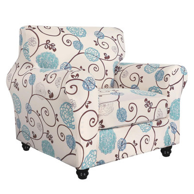 Stretch Sofa Cover Printed Couch Covers, Floral Pattern 2 Piece Armchair Slipcover With Separate Chair Cushion Cover, Washable Furniture Protector For Living Room(Armchair, Ball Flower)
