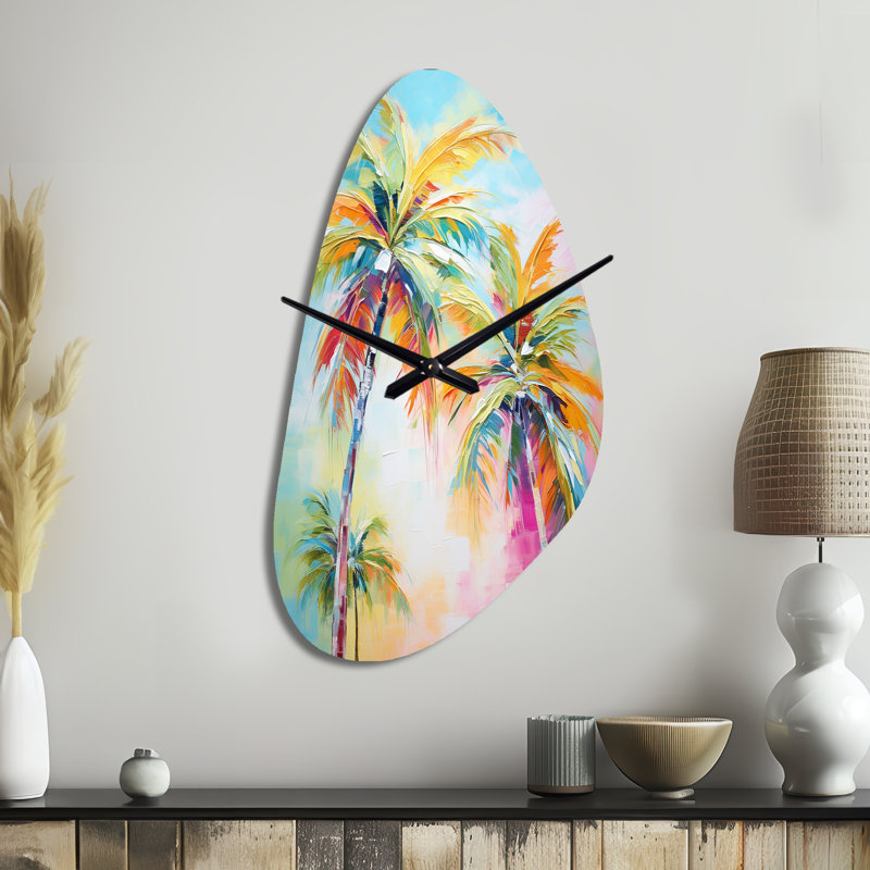 Horloge murale Popart Palm Trees III - Palm Trees, Grand