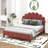 Upholstered Platform Bed with Flower Pattern Velvet Headboard-875723956-875723962