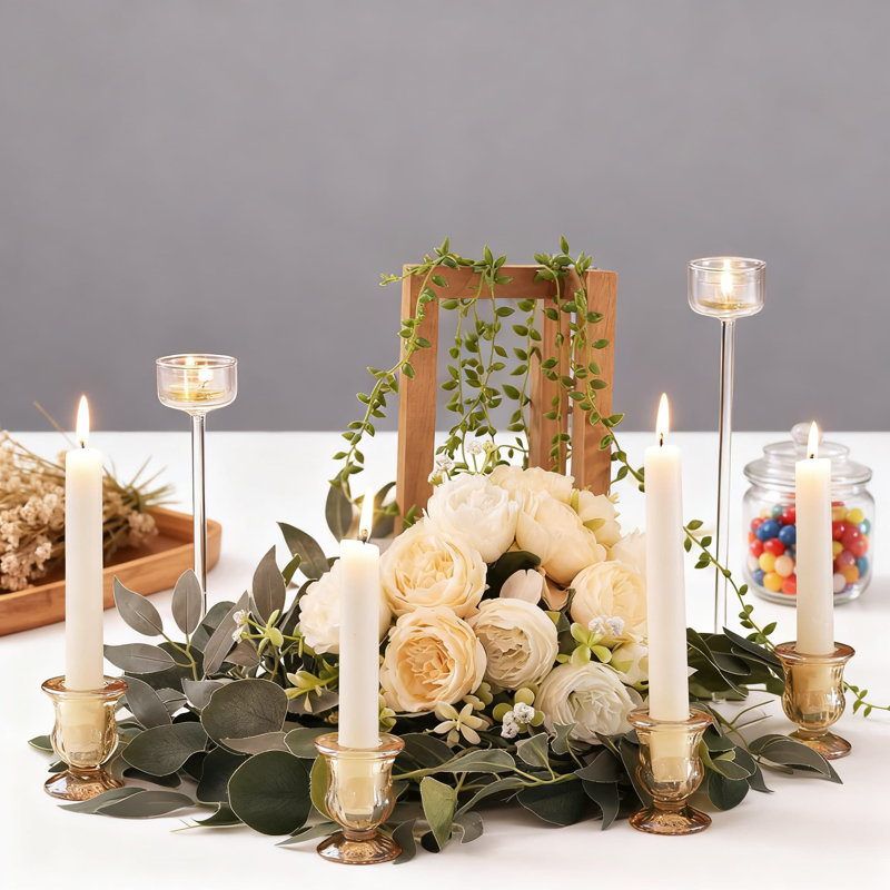 Ensemble de 12 chandeliers effilés en verre pour centres de mariage, décor de table rustique et décorations des Fêtes, Doré