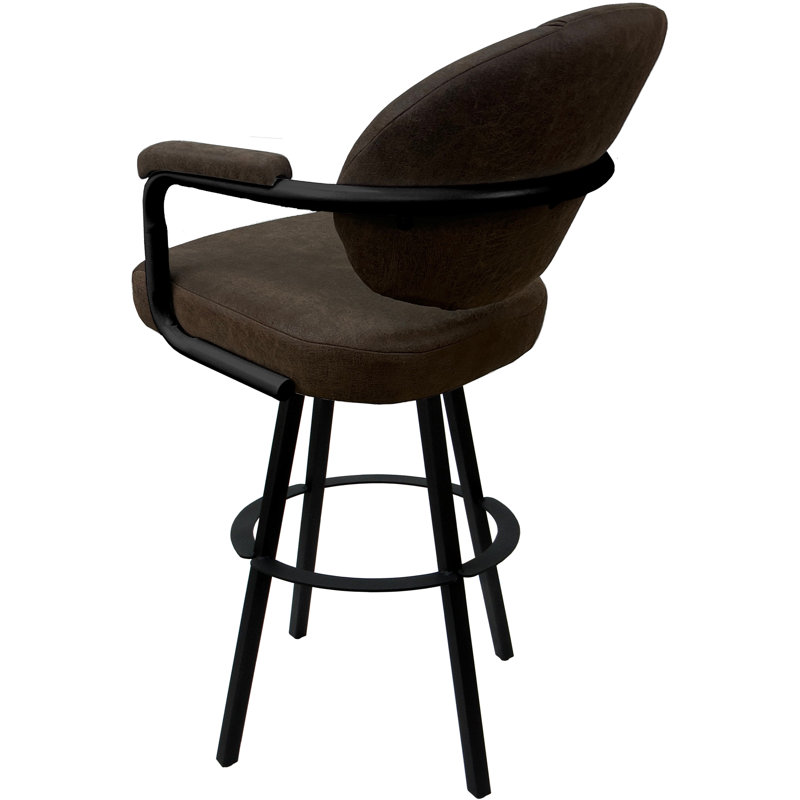 Tabouret de comptoir pivotant 30 po Mahlum, Mélange de polyester brun / cadre noir