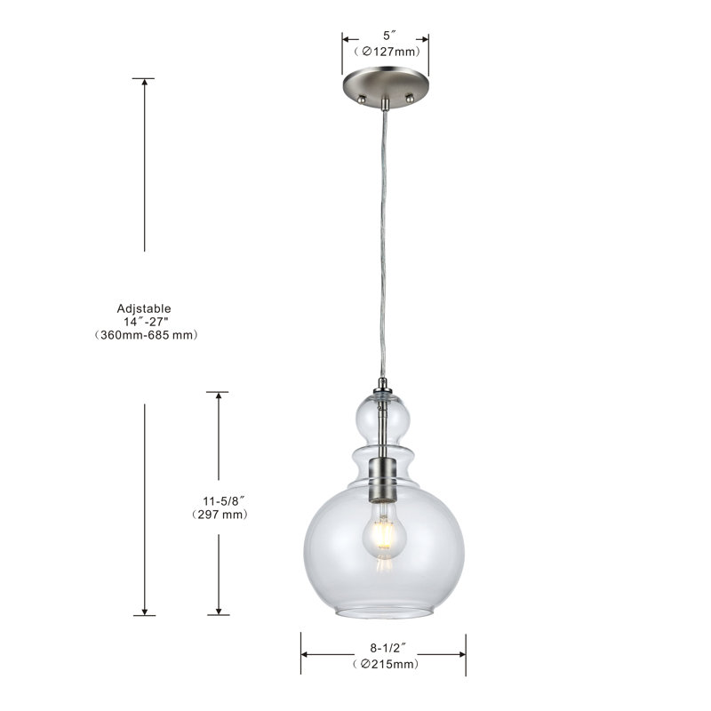 Cadge 1 - Light Single Pendant, Brush Nickel