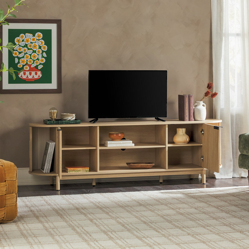 Meuble télé avec rangement ouvert Dragelin, Chêne côtier, 70"