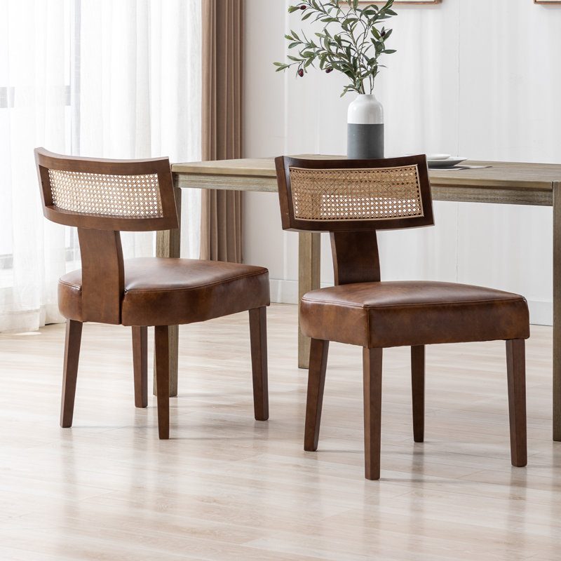 Chaises de salle à manger rembourrées Farhat, Bois, Brun