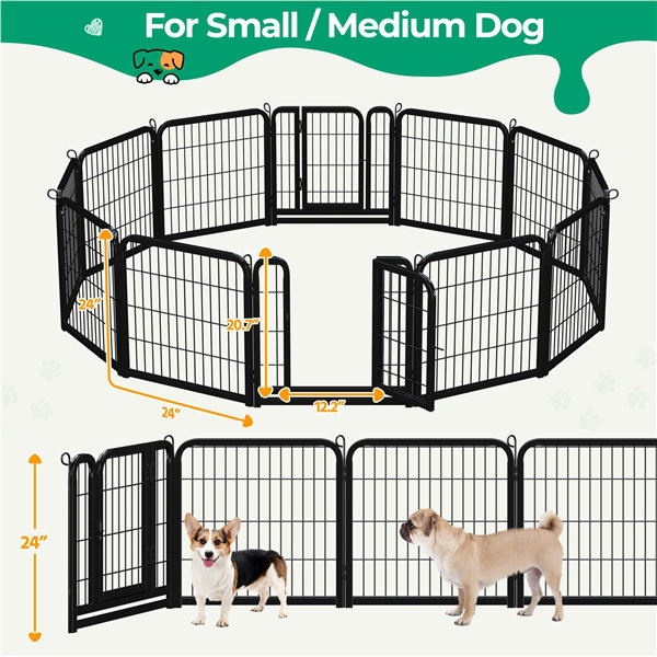 Panel Metal Exercise Pen With Door, 25" H x 25" W x 0.6" D